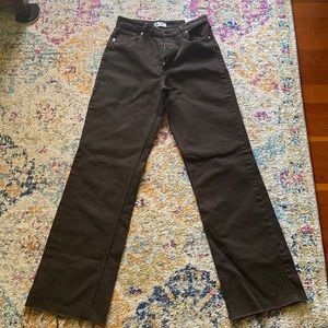 Zara High-Rise, Full Length Wide Leg - Brown - 8